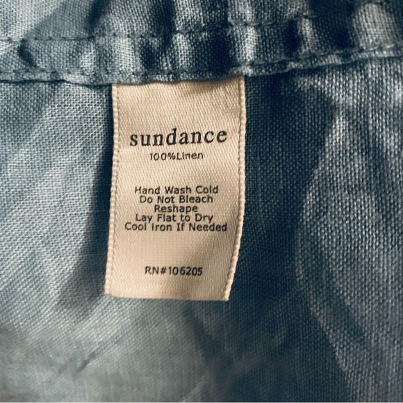 Sundance Linen Sky Blue Pleated Button Down Shirt - SZ XS - Picture 4 of 6